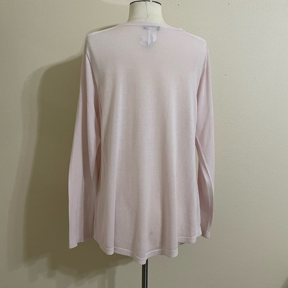 EILEEN FISHER Blush Pink Tencel Lightweight Long Sleeve Sweater Sustainable - Picture 6 of 14